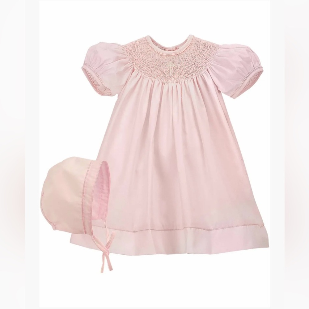 Carriage Boutique Pearl Cross Christening Gown & Bonnet Set